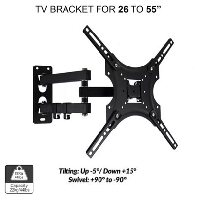 Full Motion Tv Wall Mount Bracket Swivel Tilt 26 32 40 42 50 52 55 Inch Led Lcd from B&Q