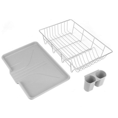  - Large Dish Drying Rack Drainer Kitchen Sink Plate Draining Tray Cutlery Holder