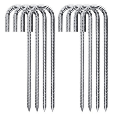 8X J-Shaped Rebar Stakes Heavy Duty Ground Anchors Tent Pegs Trampoline Garden from B&Q