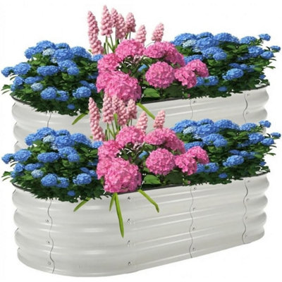 2Pc 6X3X1Ft Oval Galvanized Raised Garden Metal Planter Beds from B&Q