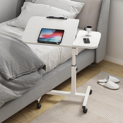 Height Adjustable Rolling Overbed Desk Tiltable Movable Bedside Table from B&Q