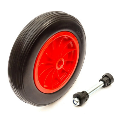14In 3.50-8 Solid Pu Wheel Axle 25mm Bore Wheelbarrow from B&Q