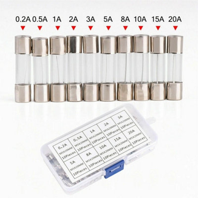 100Pcs 5X20mm Quick Blow Glass Tube Fuse Assortment from B&Q
