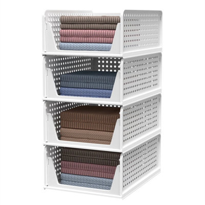 4 Drawer Stackable Storage Box Foldable Wardrobe Baskets from B&Q