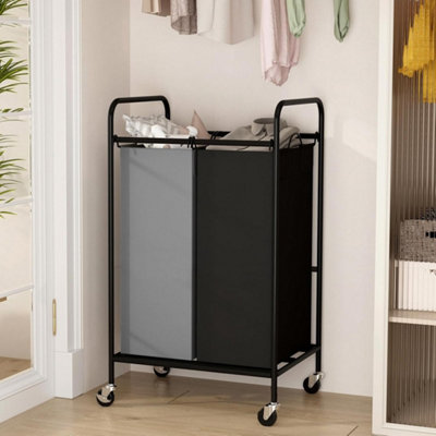 2 Section Rolling Laundry Sorter Cart With Lockable Wheels Bags from B&Q
