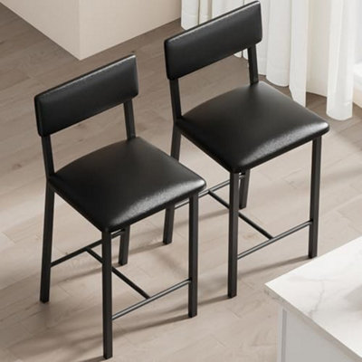 2Pcs Bar Stools Cushion Backrest Footrest Counter Height Bar Stools from B&Q