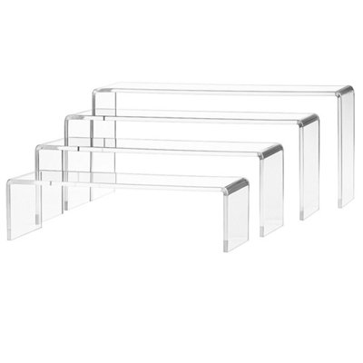 Clear Acrylic Cube Risers Cupcake Dessert Display Stands Hollow Bottoms Clear -4Pcs from B&Q