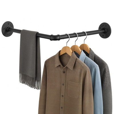 Industrial Pipe Clothing Rack Wall Mounted Clothes Rail Hanging Display Rack from B&Q