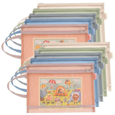 Coloured Mesh Zipper Storage Bag 2-Layer Nylon Pouch Storage & OrganisationA4 10Pcs from B&Q
