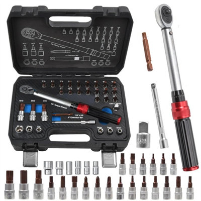 32Pcs 1/4" Drive Bike Torque Wrench Set 2-24 Nm Mtb Bicycle Tool Kit Torx Sockets Bar