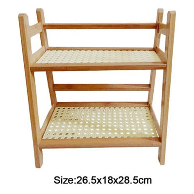 S 2 Layer Countertop Organizer Multipurpose Kitchen Wooden Rack Storage Shelf from B&Q