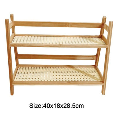 L 2 Layer Countertop Organizer Multipurpose Kitchen Wooden Rack Storage Shelf from B&Q