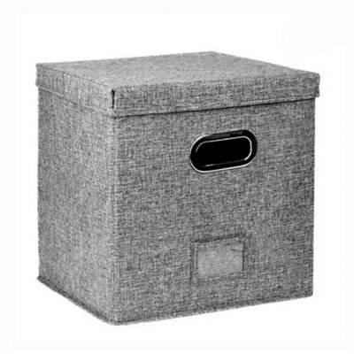  - Grey Vinyl Record Storage Box W Lids Handles Stylish Practical Lp Record Organizer