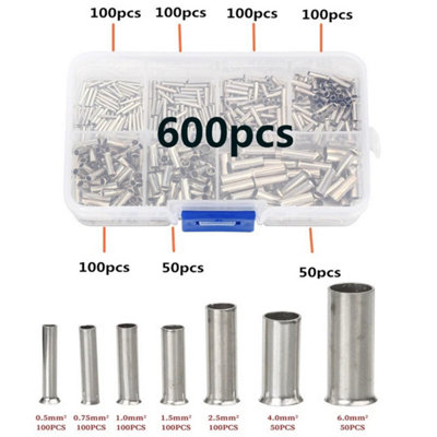 600Pcs 0.5-6.0mm2 Bootlace Ferrules Cord End Electrical Cable Crimp Terminal