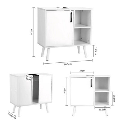  - White Bathroom Under Sink Cabinet Basin Storage Cupboard Furniture Vanity Zdjxgx