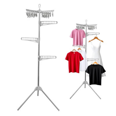 Collapsible Clothes Drying Rack  Foldable Tripod Hanger With 24 Clothespins from B&Q