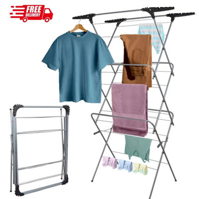  - 3 Tier Drying Rack Clothes Airer Foldable Laundry Rack Washing Drying Horse 15M.