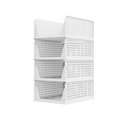 Stackable Wardrobe Closet Organiser Storage Box Foldable 4 Drawers Baskets from B&Q
