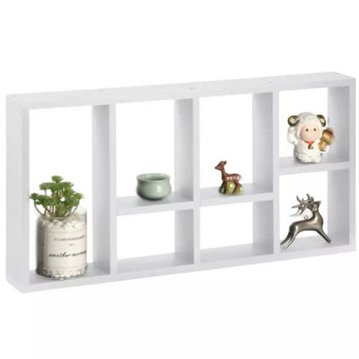 White 7-Compartment Floating Space Saving Wall Shelves Bookshelf Display Storage Rack from B&Q