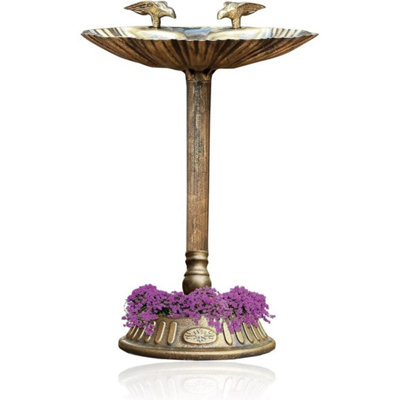 Top Feeder + Bottom Planter Bronze Effect Bird Bath Feeder Bowl Garden from B&Q