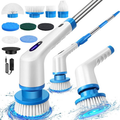 Blue Cordless Spin Scrubber Brush Rechargeable Bathroom Floor Tile Shower Tub Cleaner from B&Q