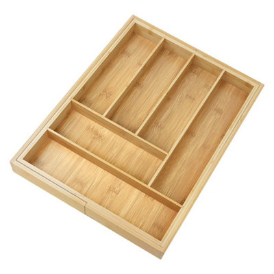  - Cutlery Tray 6-8 Compartment Utensil Holder For Kitchen Drawer Extendable Tray