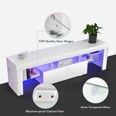  - 160Cm White High Gloss Doors 2 Drawer Modern Tv Unit Cabinet