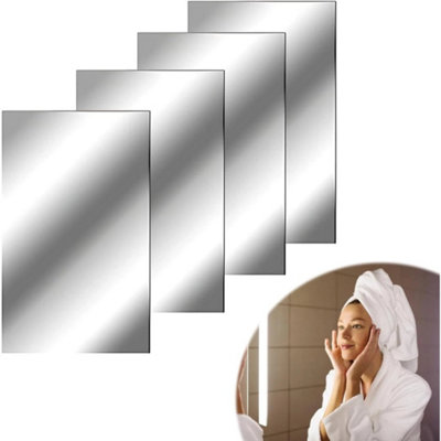 4X Self Adhesive Acrylic Mirror Tiles Thickened Wall Mirror Stickers from B&Q