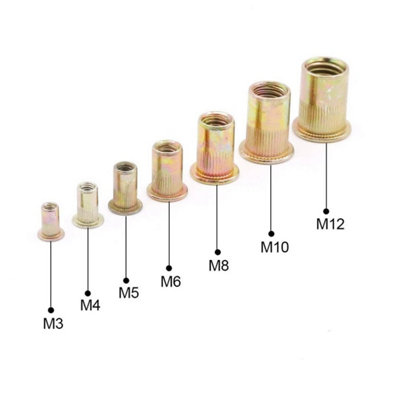  - 300Pcs Zinc Plated Rivet Nuts M3-M12 Blind Nutsert Assortment Kit
