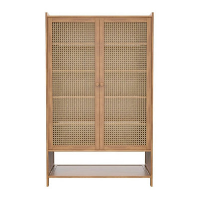 - Wooden Rattan Door Shoe Cabinet Storage Stand