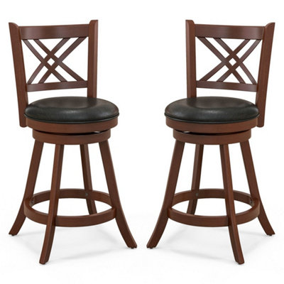 2Pcs Swivel Bar Stools Upholstered Counter Height Barstools Pu Seat 24 from B&Q