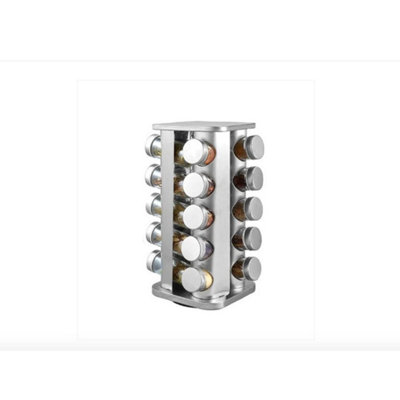 Rotating Spice Rack With 20 Glass Jars Kitchen Spice Storage Organiser