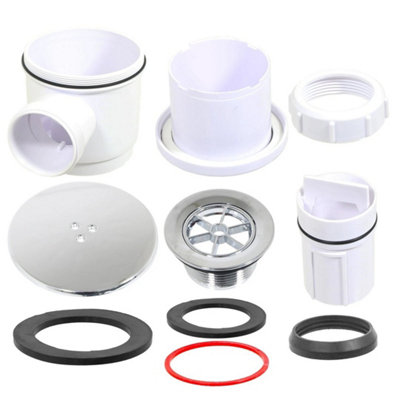  - Shower Trap For 50mm Tray Plug Hole 40mm 1.5" Drain Waste Chrome Dome Base Kit