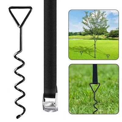 4 X Heavy Duty Trampoline Anchor Ground Pegs Tie Down Kit Corkscrew Spiral