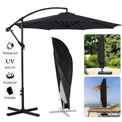  - 265X40-70Cm Black Heavy Duty Large Garden Parasol Cover Waterproof Patio Umbrella Protection
