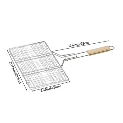  - 33.5 20Cm Barbecue Grilling Basket Grill Bbq Net Steak Meat Fish Vegetable Holder Tool