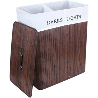Bamboo Laundry Hamper Clothes Storage Basket Removable from B&Q