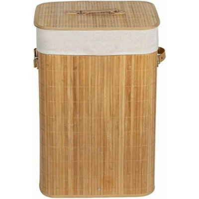 Natural Bamboo Laundry Dirty Clothes Basket Hamper Bin Organizer from B&Q