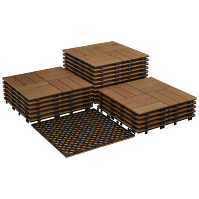Acacia Decking Tiles,interlocking Outdoor Deck Tiles,brown 22 Pcs from B&Q
