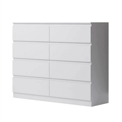 8 Drawer Matt White Chest Of Drawers Modern Bedroom Furniture from B&Q