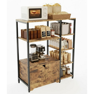  - Storage Shelf 6-Tier Microwave Stand Bakers Rack With Cabinet Shelves