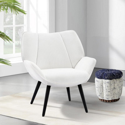  - Accent Chair Wingback Armchair With Wood Frame For Living White