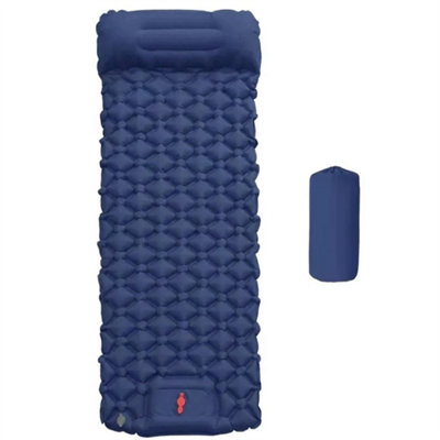  - Navy Blue Self-Inflating Camping Mattress With Pillow For Hiking