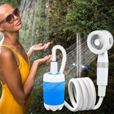 Rechargeable Portable Camping Shower Kit Electric Outdoor Pump Head from B&Q