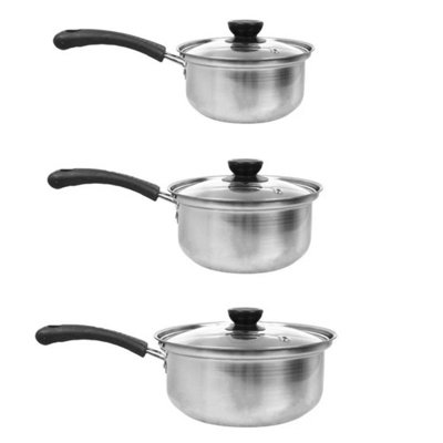 B&Q Set Of 3 Induction Non Stick Stainless Steel Cook