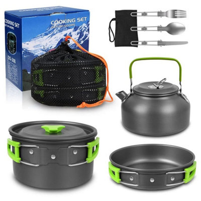  - Portable Camping Cookware Kit Outdoor Picnic Hiking Cooking Equipment Kettle Pan