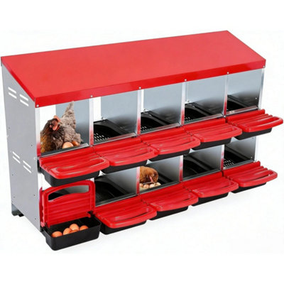  - Chicken Nesting Boxes 10 Compartment Metal Roll Away Design