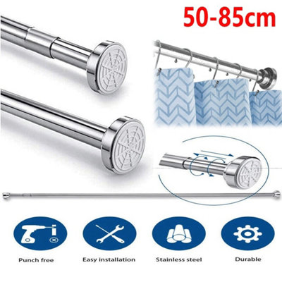 Telescopic Heavy Duty Tension Curtain Rail Spring Loaded Extendable Rod from B&Q