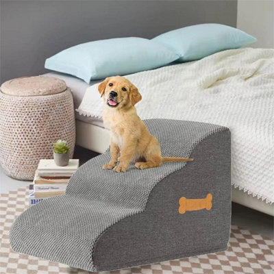 3 Steps Pet Dog Stairs For High Beds And Sofa Couch Cat Ladder Ramp from B&Q