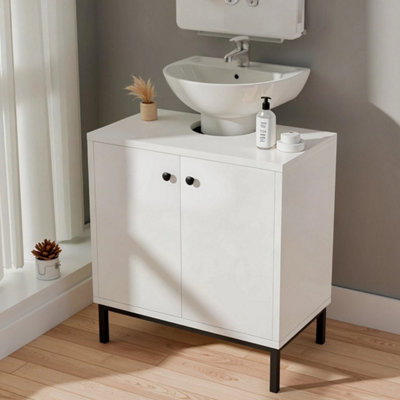 White Under Sink Bathroom Vanity Cabinet Basin Cupboard Storage Unit from B&Q